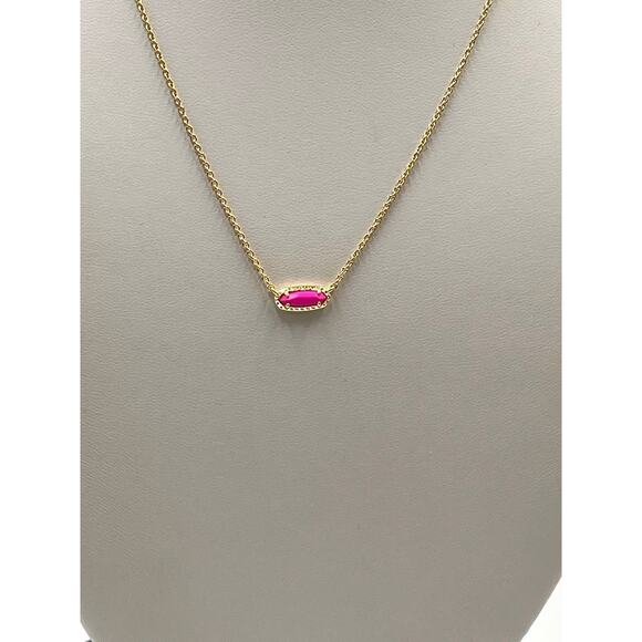 Kendra Scott EVA Gold Plated Pink Magenta Magnesite Pendant Necklace - Picture 2 of 7